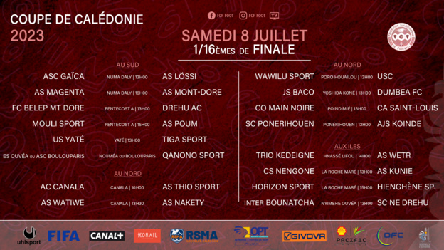 Place aux 1/16èmes de finale de la COUPE de CALEDONIE | Programme