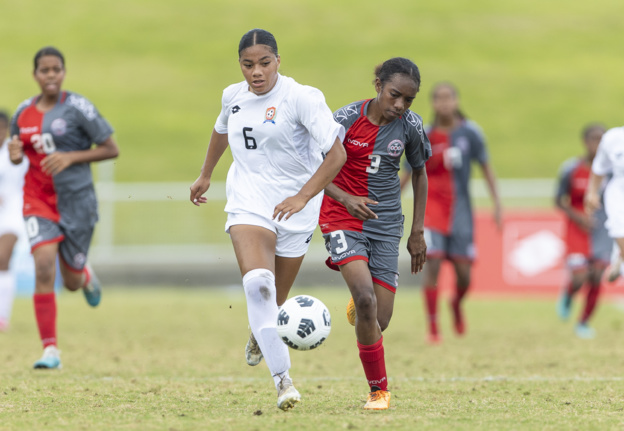 Les Filles cagous finissent 4ème de la compétition après s'être inclinées 1 but à 0 face aux TONGA ce samedi lors de la finale pour la 3ème place [Crédit Photo : OFC via Phototek]