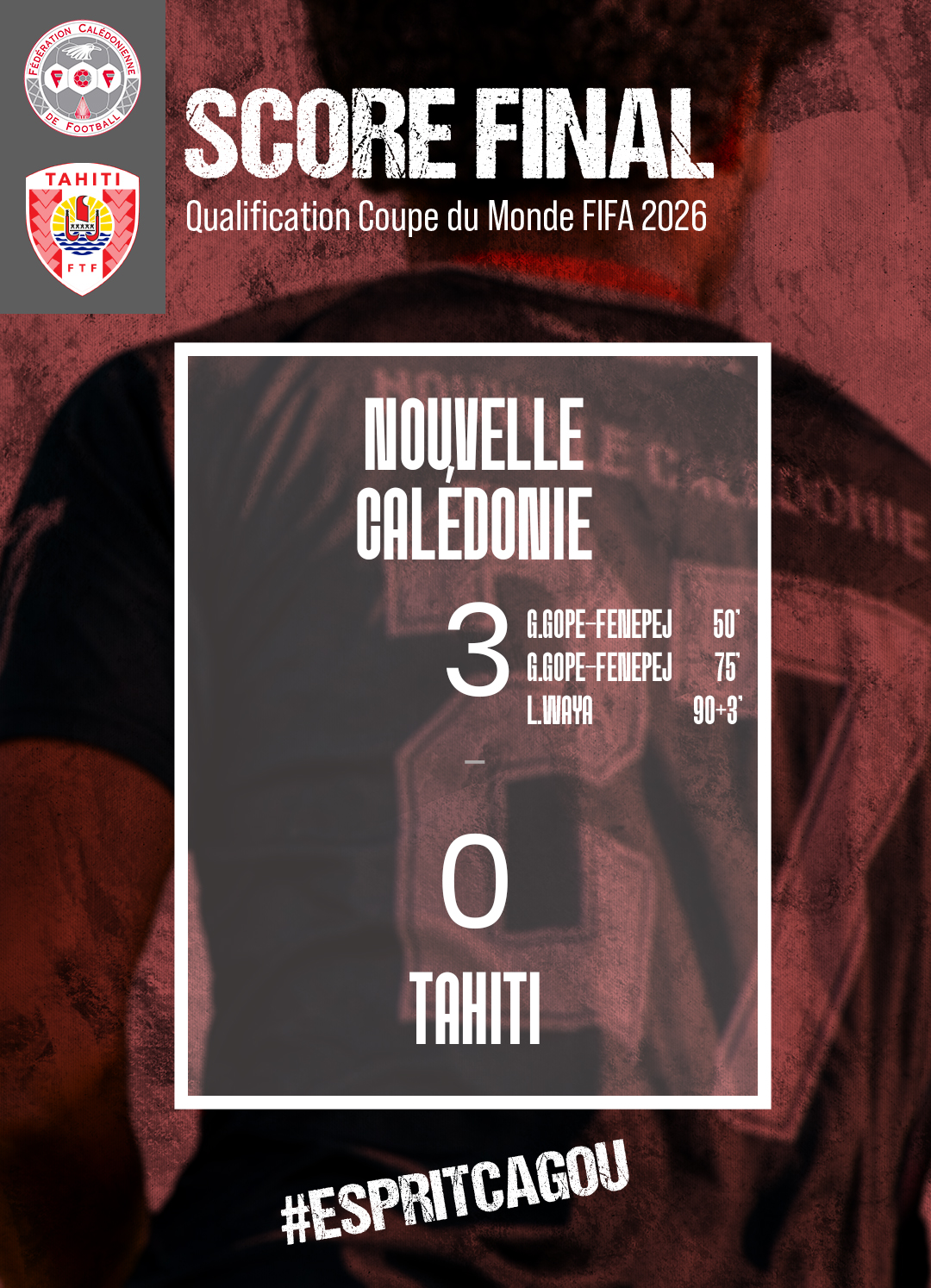 NOUVELLE-CALEDONIE 3 - 0 TAHITI = les CAGOUS en finale de l'Océanie